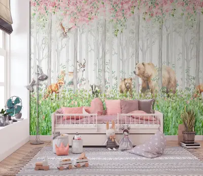 Cute Walls - Spring Woodland Mural - 6045-1
