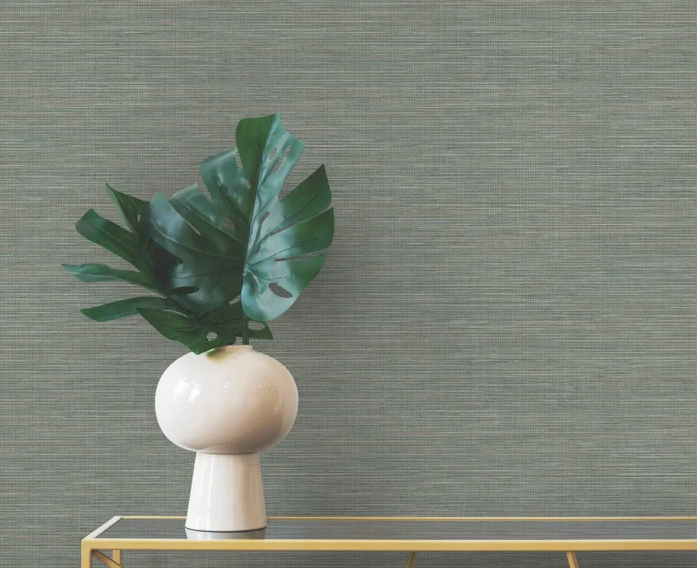 Winn Faux Grasscloth Wallpaper - Green — Image 4