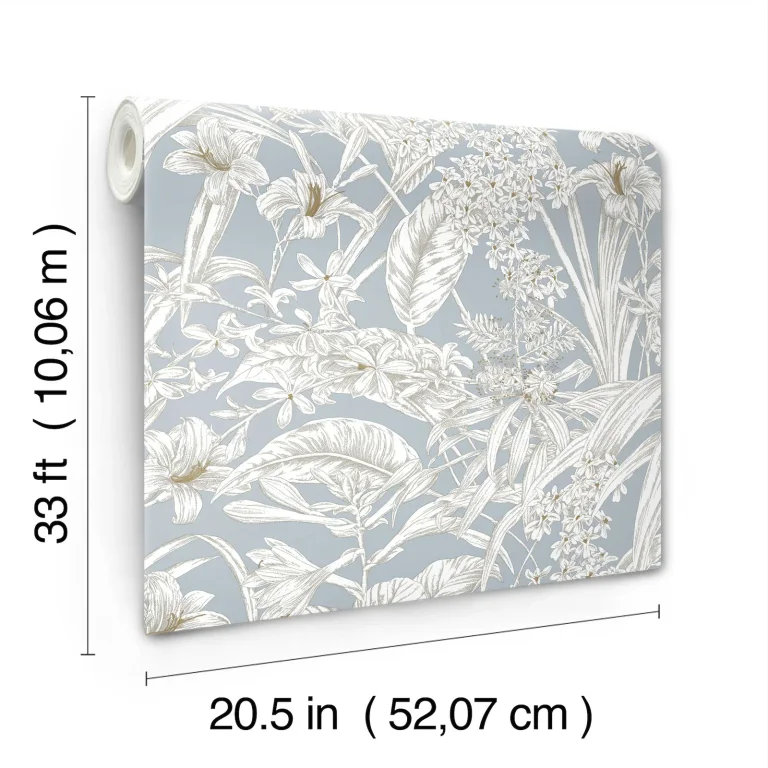 Orchid Conservatory Toile Wallpaper - Blue/Taupe — Ảnh 8