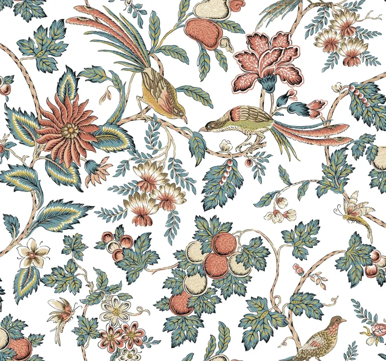 Parterre Jacobean Wallpaper - Coral — Image 6