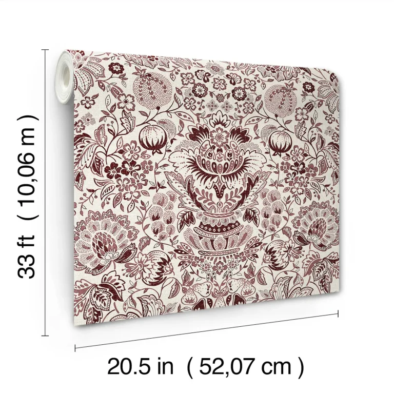 Blanche Floral Damask Wallpaper - Plum — Ảnh 4