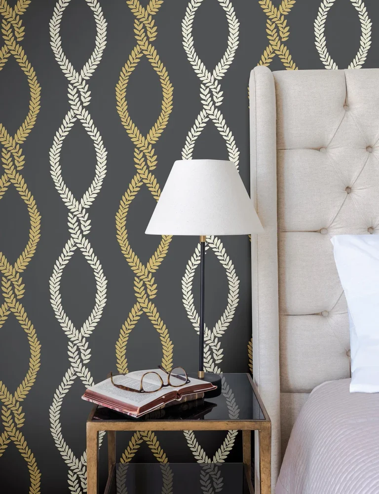 Laureate Vine Trellis Wallpaper - Black — Ảnh 3