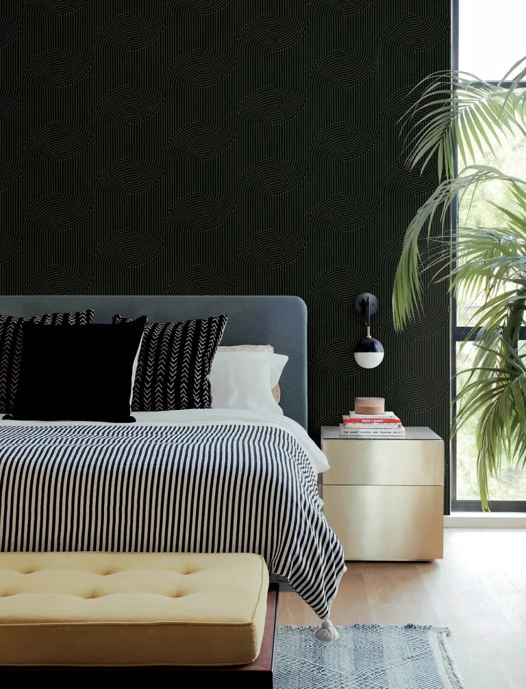 Braddock Rhythmic Flow Wallpaper - Black — Ảnh 5