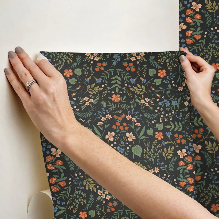 Rifle Paper Co. Wildwood Peel and Stick Wallpaper - Black — Ảnh 2