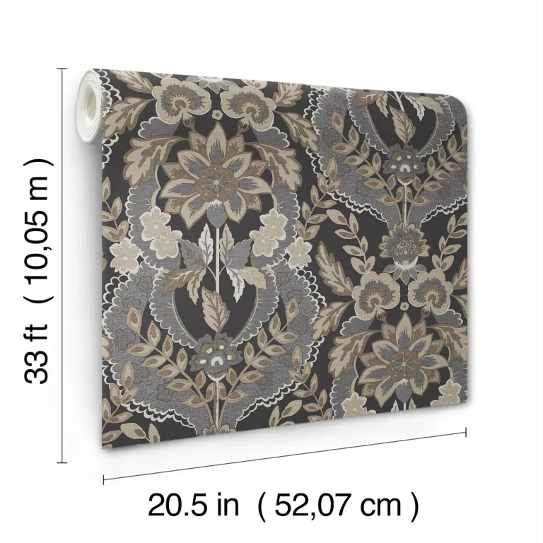Chris Loves Julia Collins Damask Wallpaper - Charcoal — Ảnh 2