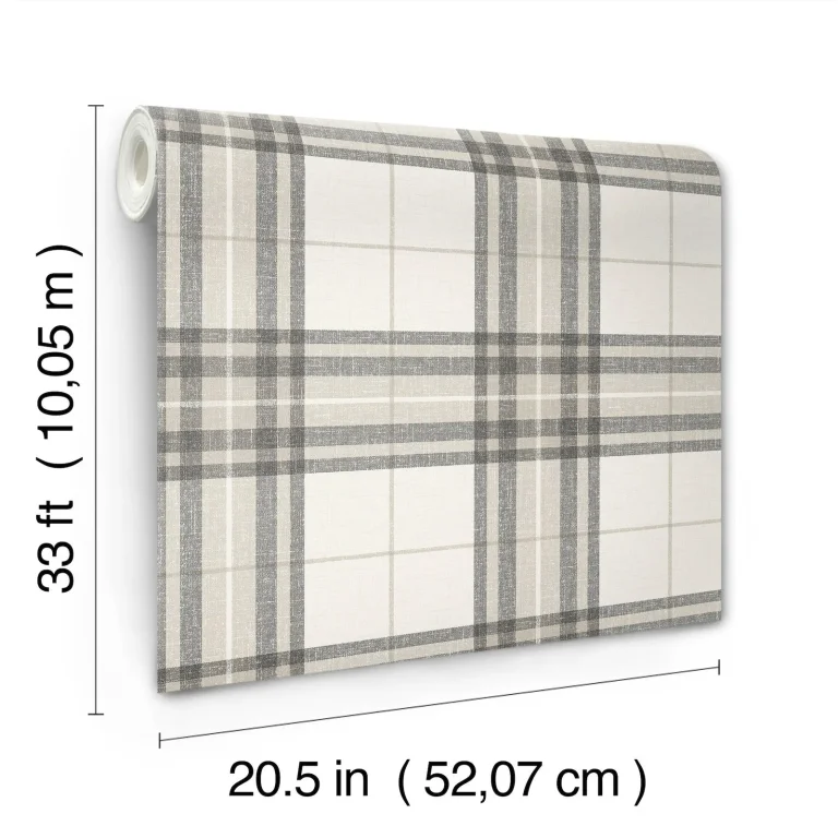 Chesapeake Cabin Check Plaid Wallpaper - Charcoal — Image 2