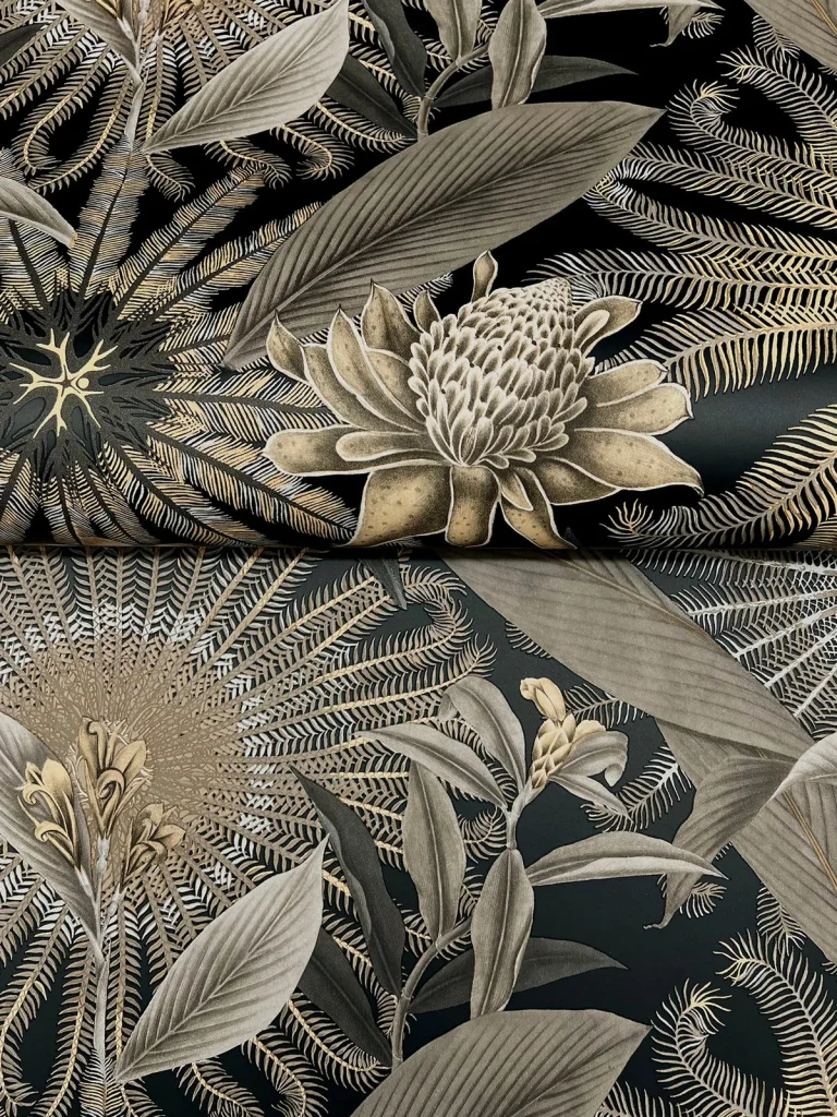 Ronald Redding Enchanted Garden Tropical Wallpaper - Black — Ảnh 3