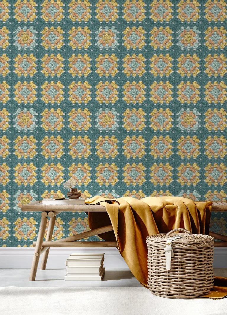 Chesapeake Maud Crochet Geometric Wallpaper - Teal — Ảnh 4