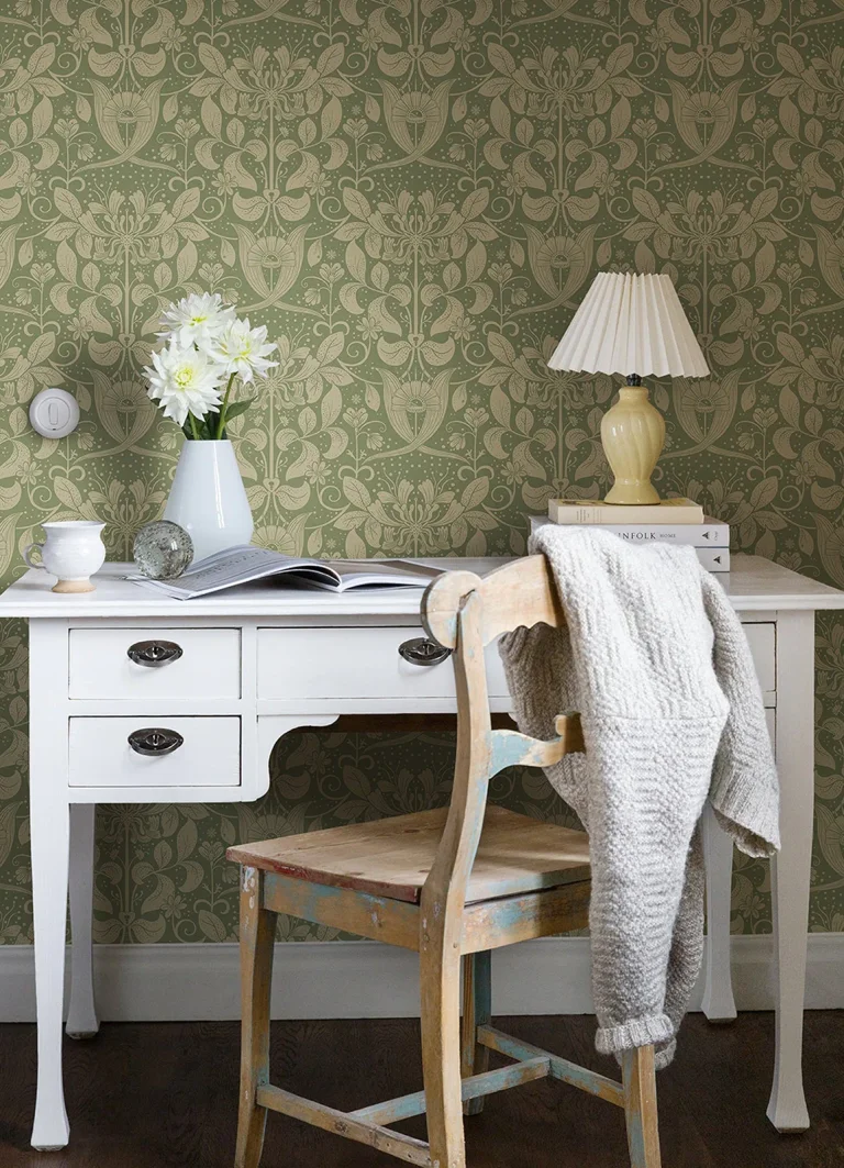 Berit Floral Crest Wallpaper - Green — Ảnh 4