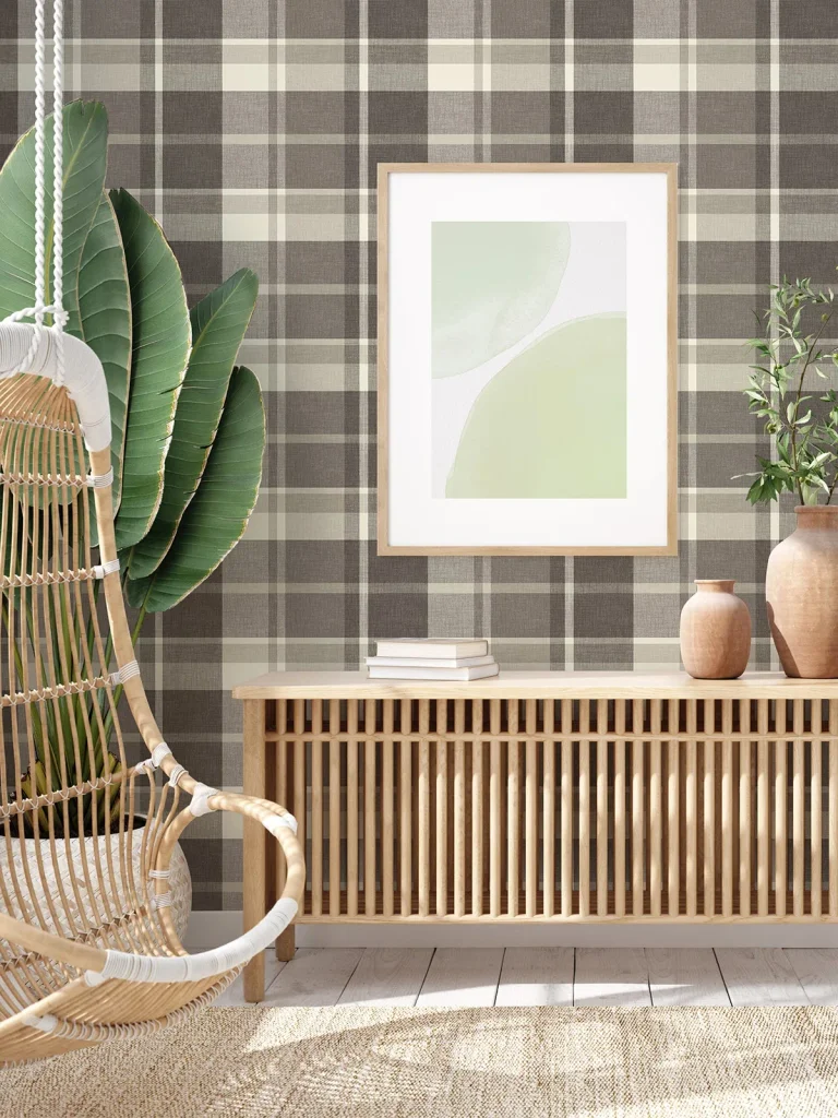Madaket Plaid Wallpaper - Charcoal
