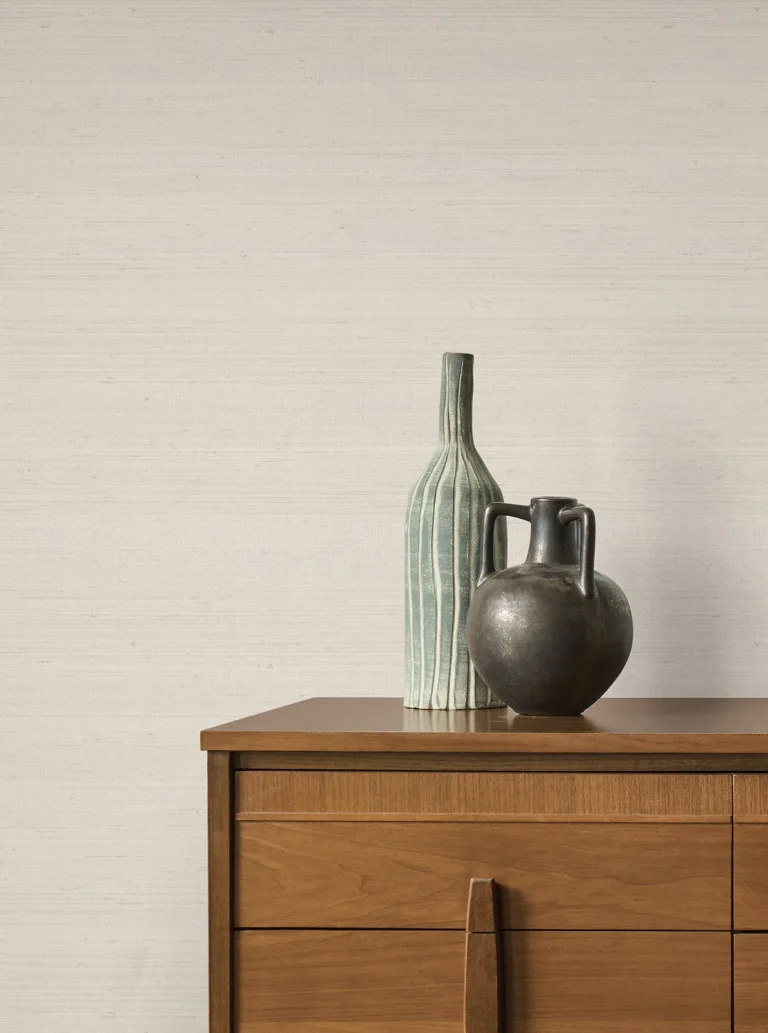 Fine Silk Faux Fabric Wallpaper - Bone — Ảnh 5