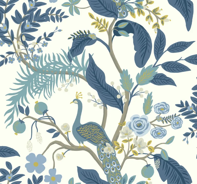 Rifle Paper Co. Peacock Wallpaper - Blue & White — Ảnh 2
