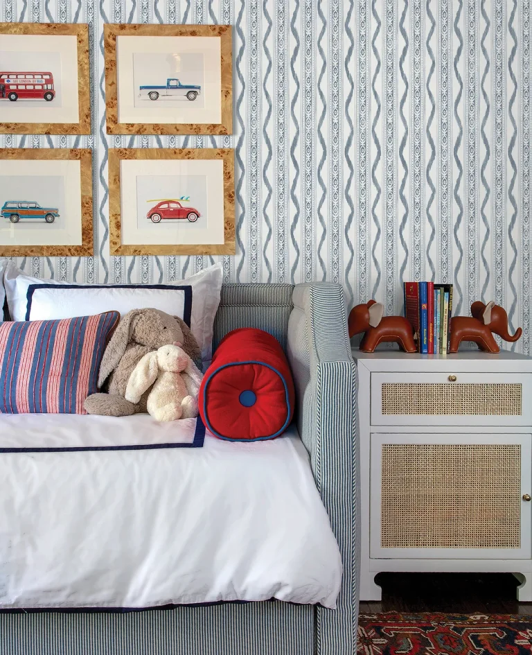 Rhys IKAT Stripe Wallpaper - Blue — Ảnh 7