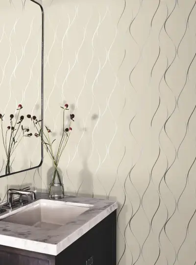 Wavy Stripe Wallpaper - Beige/Silver/Gold