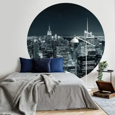 New York at Night - Wall Mural 5506 - Round - 144cm diameter