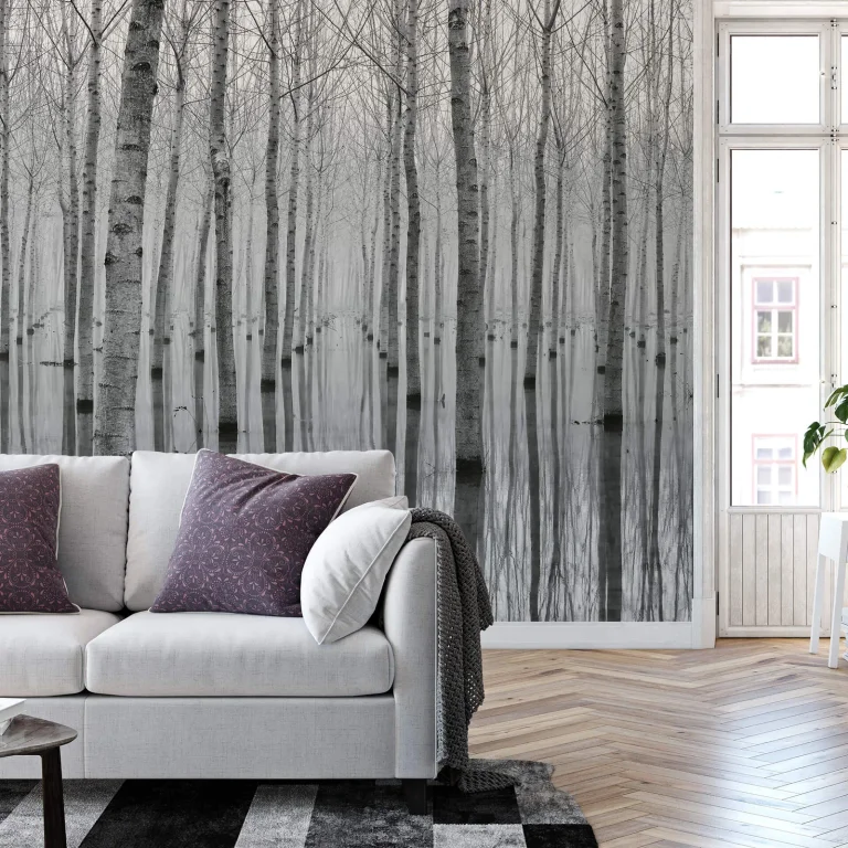 Birch Forest In The Water - Wall Mural 5122 - 4 Panel - 192cm x 260cm — Ảnh 2