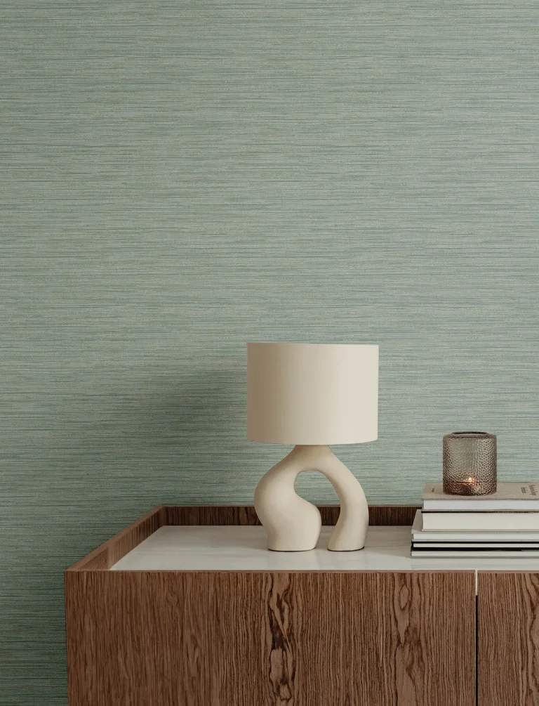 Sheehan Faux Grasscloth Wallpaper - Sea Green — Ảnh 5