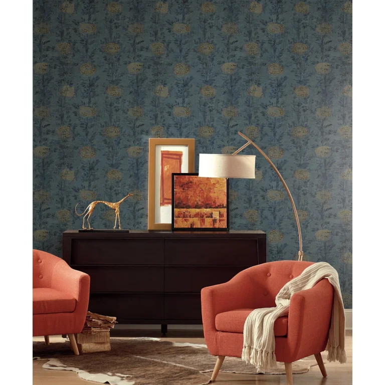 Ronald Redding French Marigold Wallpaper - Denim/Gold — Ảnh 5