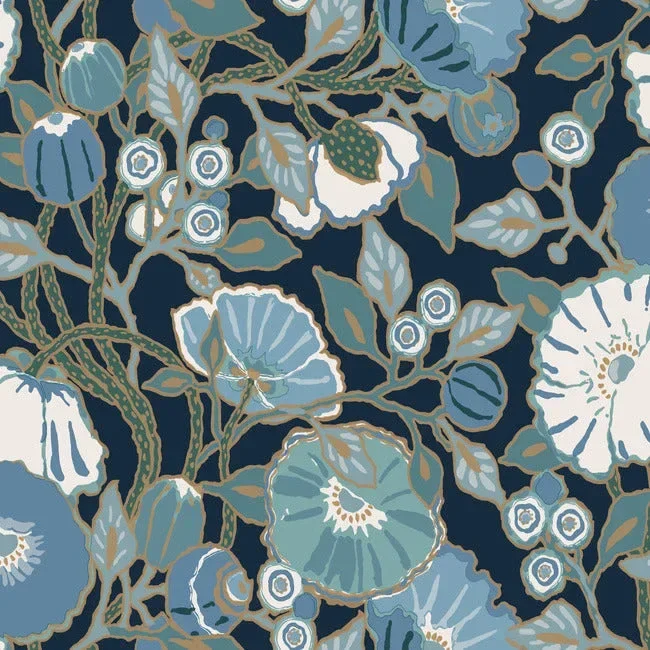 Poppies Wallpaper - Indigo — Ảnh 5