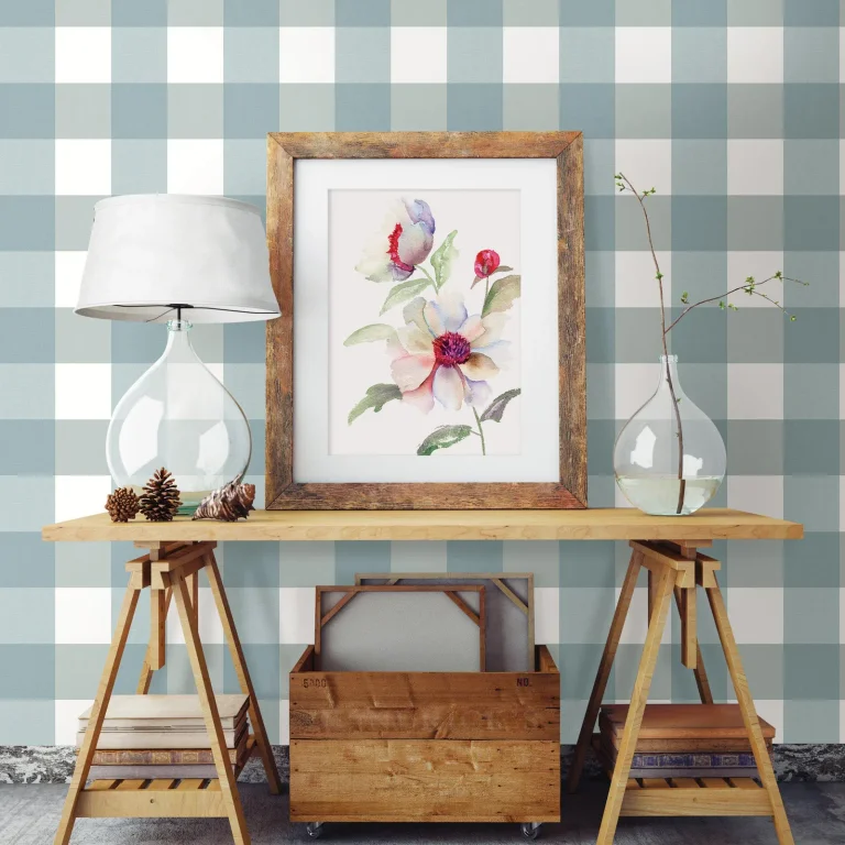 Chesapeake Amos Gingham Wallpaper - Teal — Ảnh 2