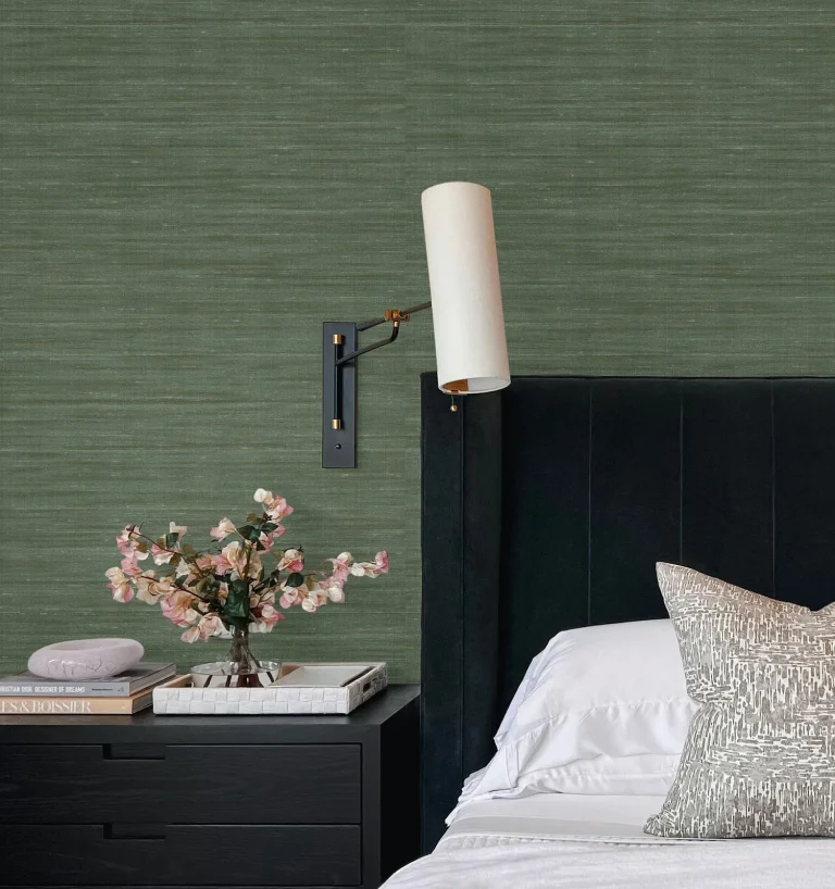 Sari Silk Faux Fabric Wallpaper - Green — Ảnh 2