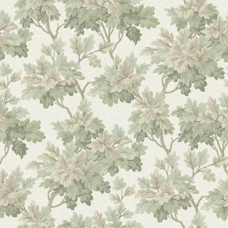 Oakcliff Leaf Trail Wallpaper - Sage