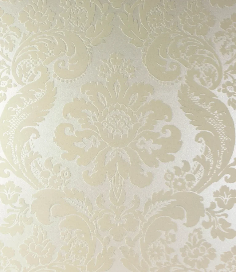 Shadow Flocked Damask Wallpaper - Cream — Ảnh 6