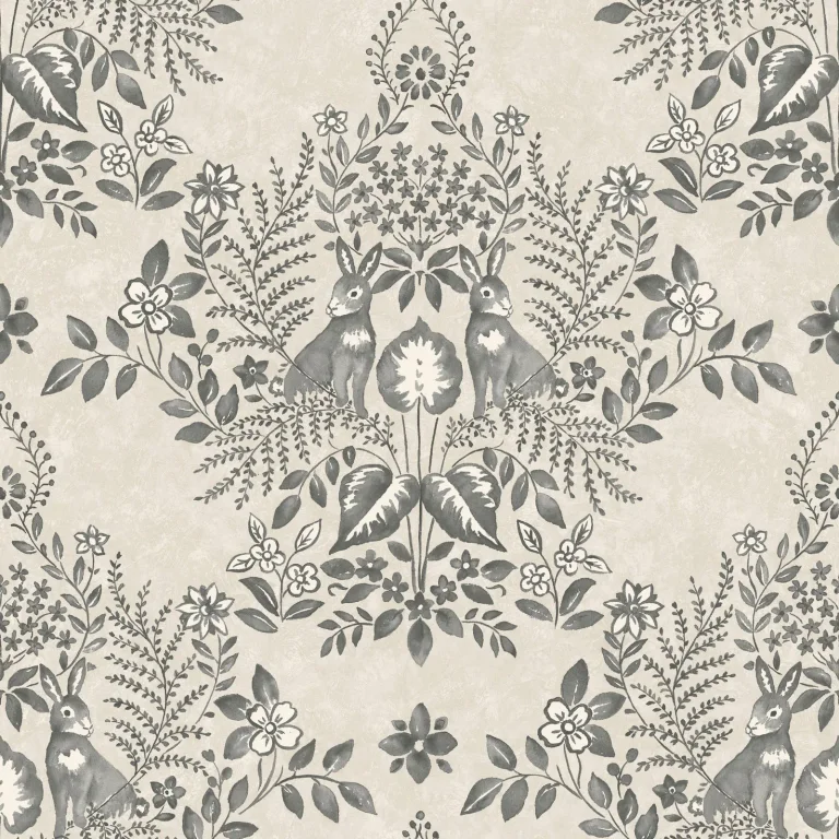 Erin & Ben Cottontail Toile Peel and Stick Wallpaper - Linen/Charcoal — Ảnh 5