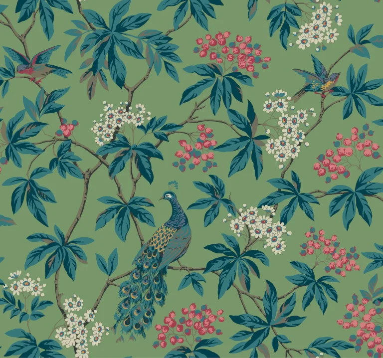 Ronald Redding Peacock Estate Wallpaper - Green — Ảnh 3