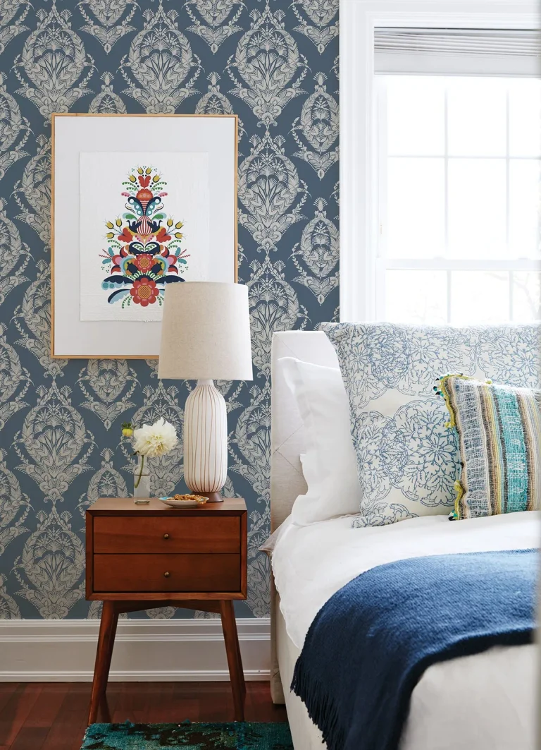 Arlie Botanical Damask Wallpaper - Indigo — Ảnh 3