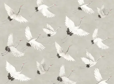 Crane You Later Wall Mural - Dove Grey