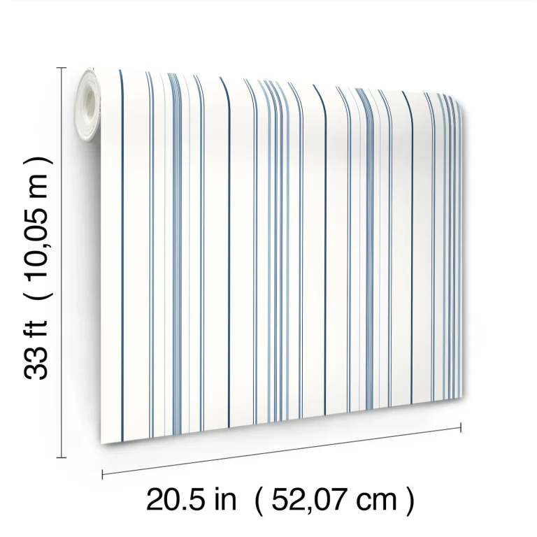 Chesapeake Lascelle Modern Pinstripe Wallpaper - Blue — Image 6