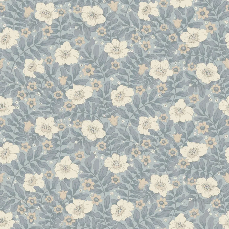 Maggan Floral Trail Wallpaper - Blue — Ảnh 4