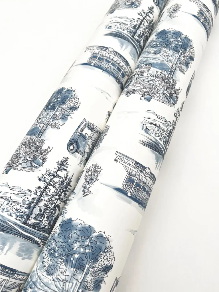 Modern Vista Toile Wallpaper - Navy — Ảnh 2