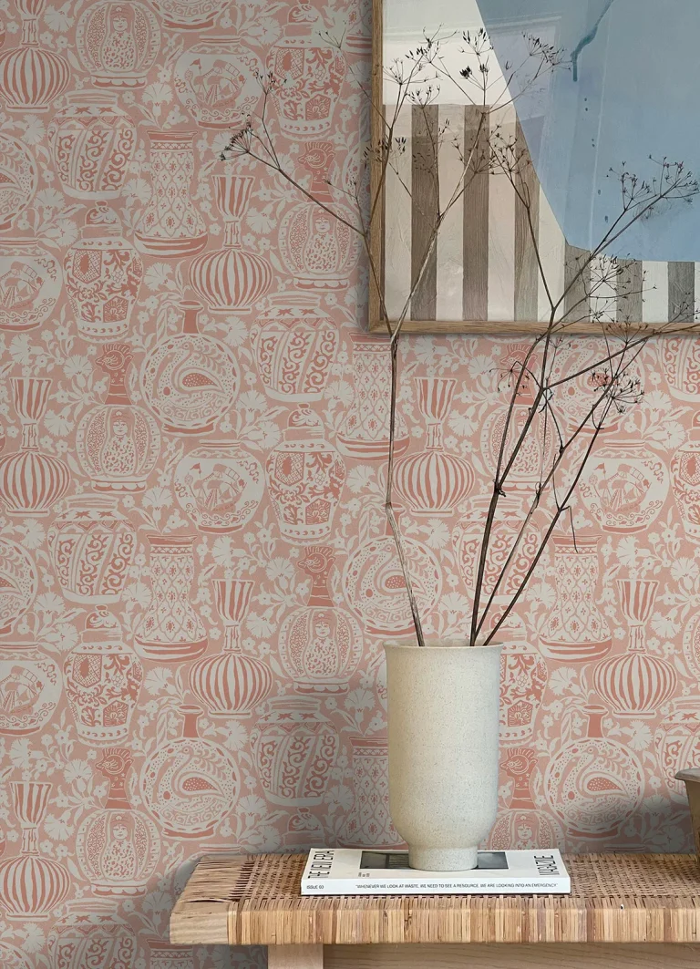 Delft Pottery Peel and Stick Wallpaper - Peach — Ảnh 6