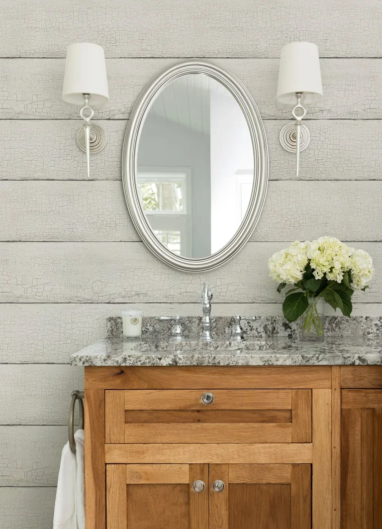 Chesapeake Morgan Distressed Wood Wallpaper - White — Ảnh 2