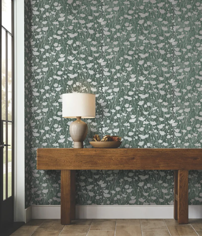 Ronald Redding Shimmering Poppies Wallpaper - Green — Ảnh 4