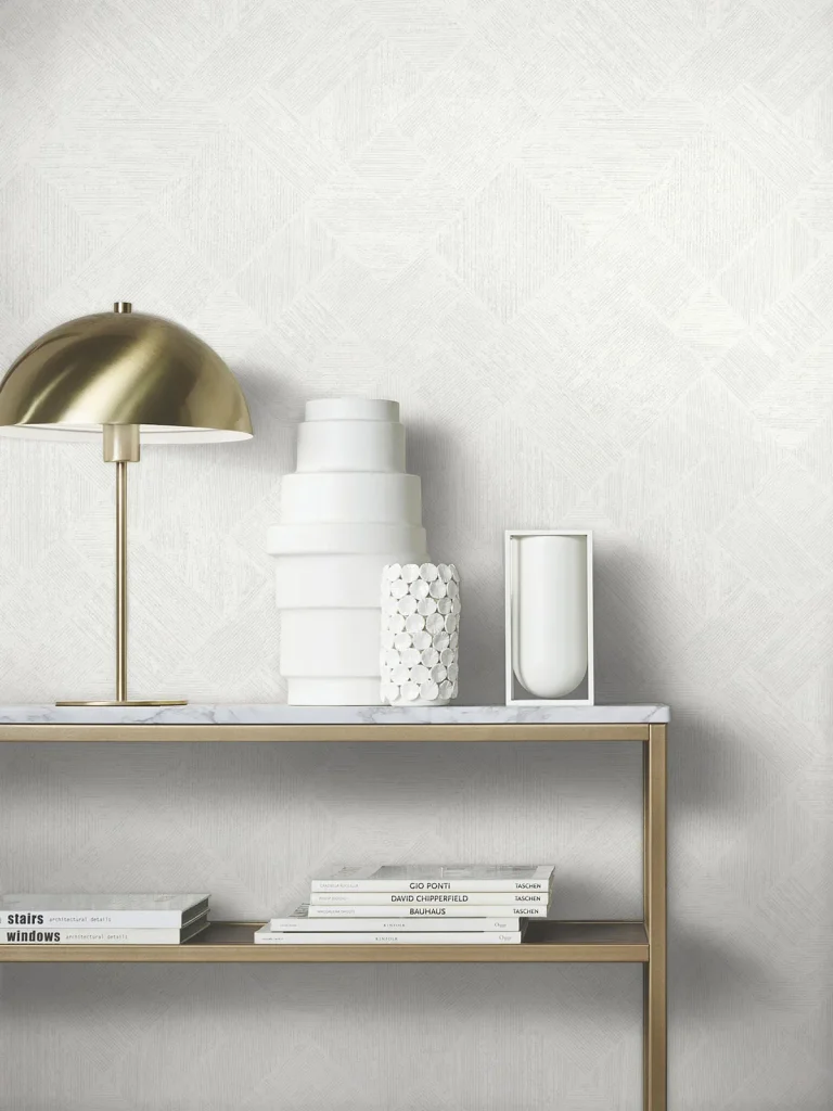 Marquetry Tile Wallpaper - White — Image 3