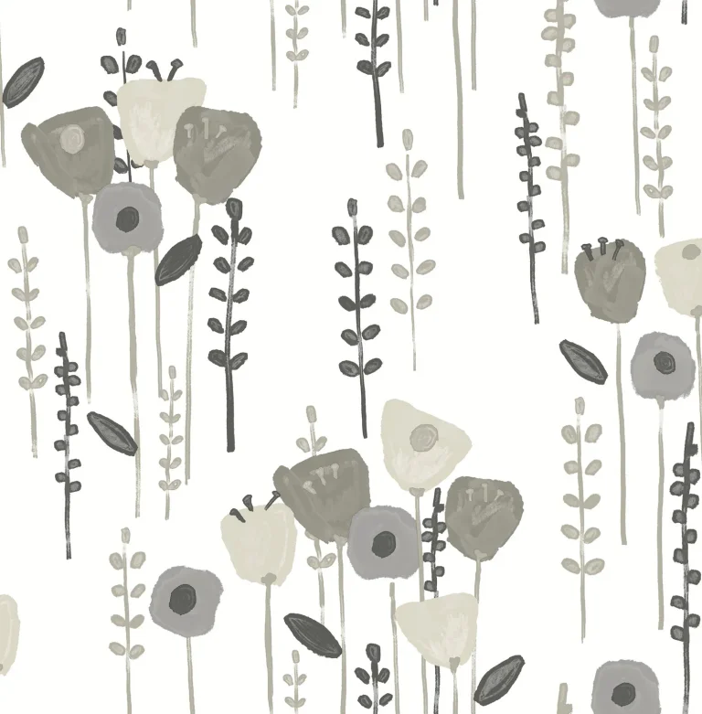 Mabel Floral Field Wallpaper - Grey — Ảnh 4