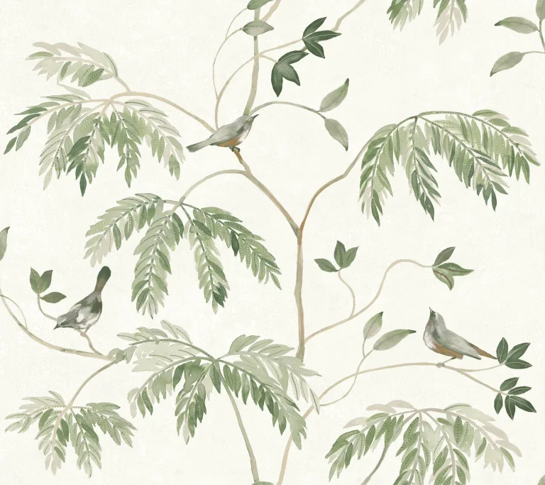 Cillian Botanical Bird Trail Wallpaper - Dark Green — Ảnh 4