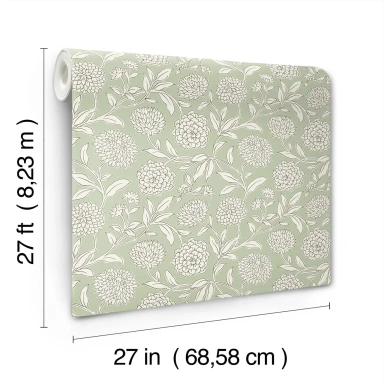 Chatsworth Garden Floral Trail Wallpaper - Light Green — Ảnh 3