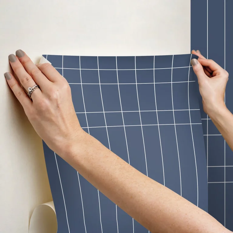 Magnolia Home Linear Gridwork Wallpaper - Navy — Ảnh 8