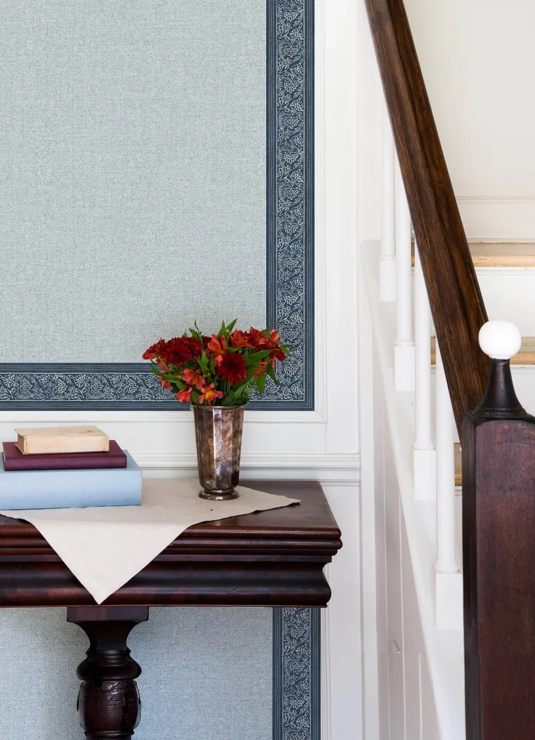 Chesapeake Carved Floral Border Trim Wallpaper Border - Blue — Ảnh 4