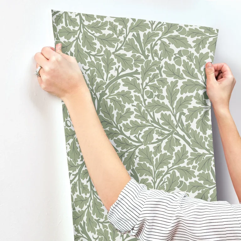 Oak Tree Leaf Wallpaper - Green — Image 3