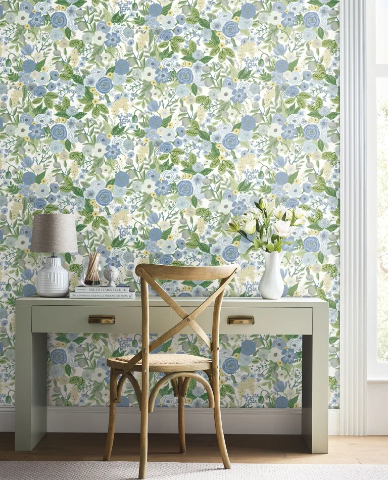 Rifle Paper Co. Garden Party Peel and Stick Wallpaper - Blue & Green Multi — Ảnh 6
