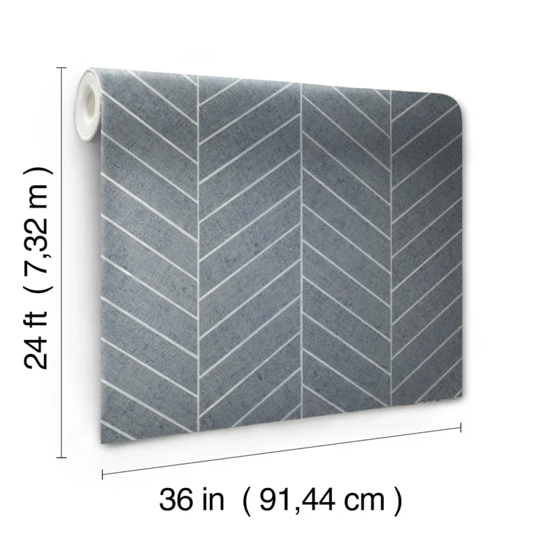 Ronald Redding Atelier Herringbone Wallpaper - Steel Blue — Ảnh 2