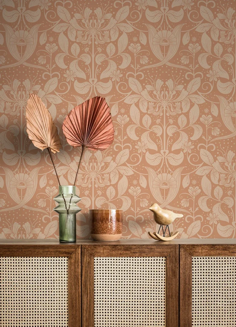 Berit Floral Crest Wallpaper - Coral — Ảnh 2