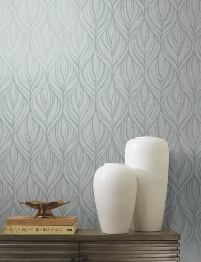 Candice Olson Palma Wallpaper - Smokey Blue/Silver