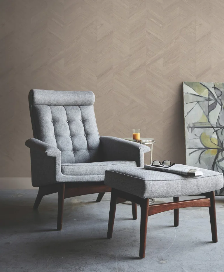Ronald Redding Interlocking Wood Wallpaper - Taupe — Ảnh 4