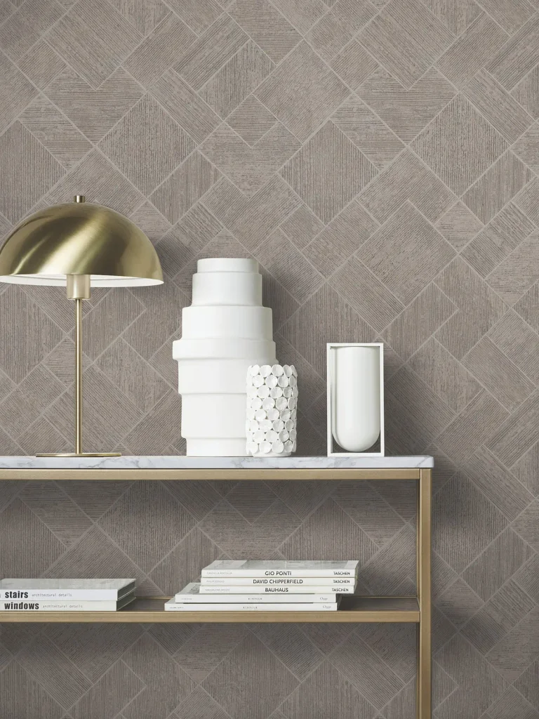 Marquetry Tile Wallpaper - Taupe — Ảnh 3